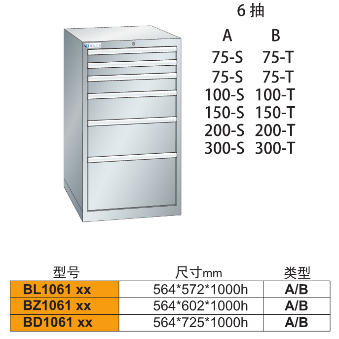 B-1061x車間用帶鎖重型工具柜 B-1061x車間用帶鎖重型工具柜